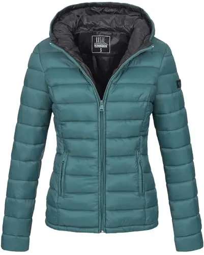 Produktbild: MARIKOO Damen Jacke Steppjacke Herbst Winter Übergangsjacke gesteppt B651 (B651-Luc-Ocean-Green-Gr.XS)