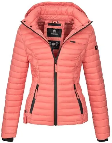 Produktbild: MARIKOO Damen Jacke Steppjacke Übergangsjacke mit Kapuze gesteppt B600 (B600-Samt-Coral2-Gr.S)