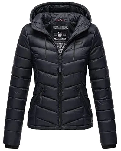 Produktbild: MARIKOO Damen Jacke Steppjacke Winter Übergangsjacke gesteppt Herbst B403 (B403-Kuala-Navy-Gr.XL)