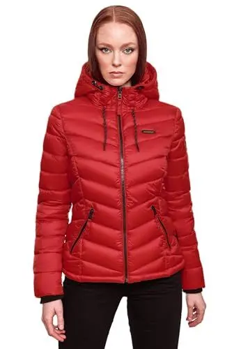 Produktbild: MARIKOO Damen Jacke Steppjacke Winter Übergangsjacke gesteppt Herbst B403 (B403-Kuala-Rot-Gr.L)