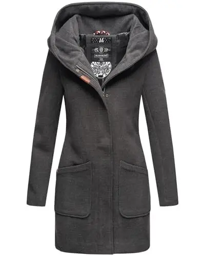 Produktbild: MARIKOO Damen Mantel Trenchcoat Wintermantel Übergangs Jacke Parka Lang B819 (B819-Maik-Anthrazit-Gr.M)