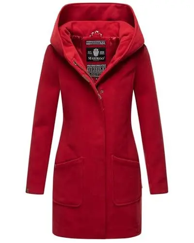 Produktbild: MARIKOO Damen Mantel Trenchcoat Wintermantel Übergangs Jacke Parka Lang B819 (B819-Maik-Dark-Red-Gr.L)