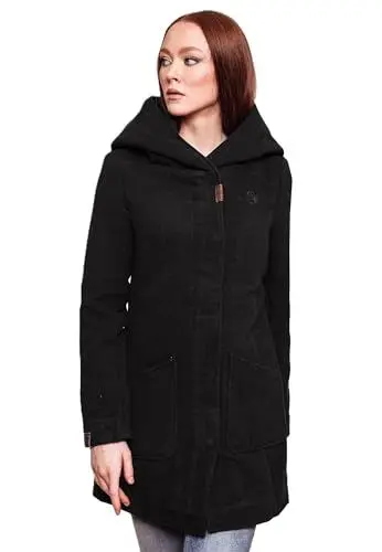 Produktbild: MARIKOO Damen Mantel Trenchcoat Wintermantel Übergangs Jacke Parka Lang B819 (B819-Maik-Schwarz-Gr.S)