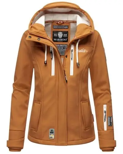 Produktbild: MARIKOO Damen Softshell Jacke Winterjacke wasserabweisend Outdoor B864 (B864-Kl.zicke-Karamel-Gr.M)