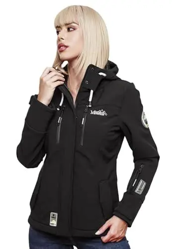 Produktbild: MARIKOO Damen Softshell Jacke Winterjacke wasserabweisend Outdoor B864 (B864-Kl.zicke-Schwarz-Gr.XXXL)