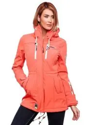Produktbild: MARIKOO Damen Übergangsjacke Softshellmantel wasserdicht mit Kapuze Zimtzicke Coral Gr. M