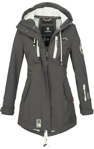 Produktbild: MARIKOO Damen Übergangsjacke Softshellmantel wasserdicht mit Kapuze Zimtzicke Grau Gr. XXL