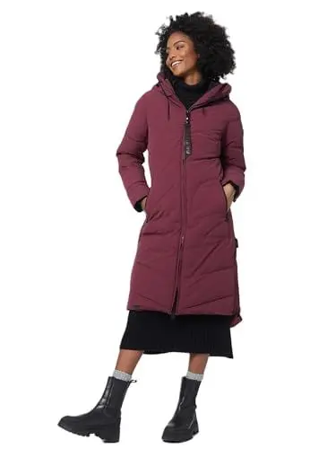 Produktbild: MARIKOO Damen Winterjacke Stepp Winter Jacke gesteppter Wintermantel warm lang Mantel (B949-Benik-Wine-Gr.M)