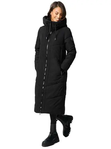 Produktbild: MARIKOO Damen Winterjacke Wintermantel Parka lange Winter Stepp Jacke B979 (B979-Nadar-Schwarz-Gr.XL)