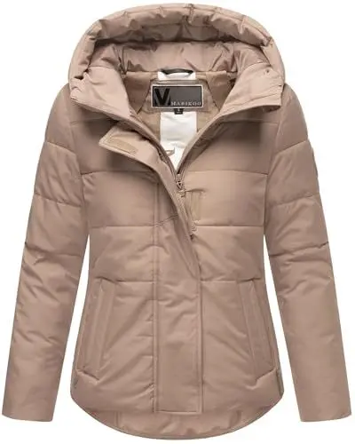 Produktbild: MARIKOO Damen Winterjacke (XS-3XL) - Steppjacke, Schlaufen auf der Innenseite, geringes Eigengewicht, Warme Jacke Frauen - N019 (M, Taupe-Grey)