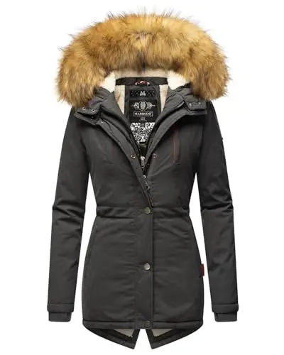 Produktbild: MARIKOO Designer Damen Winter Parka warme Winterjacke Mantel Jacke B601 (B601-Akira-Anthrazit-Gr.XS)