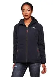 Produktbild: MARIKOO Damen Frühjahr Übergangs Jacke leicht gefüttert Kapuze kurz B862 (B862-Brombeer-Navy-Gr.M)