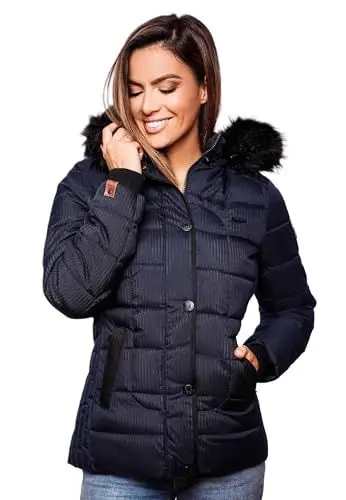 Produktbild: MARIKOO warme Damen Winter Jacke Steppjacke Winterjacke gesteppt Parka B391 (B391-Unique-Blau2-Gr.L)
