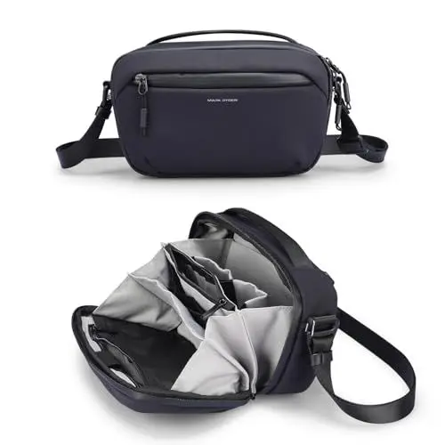 Produktbild: Mark Ryden Elektronik Kabeltasche Organizer mit Schultergurt, Wasserresistent EDC Zubehör Kabeltasche, Reisekabel Organizer Mehrere Fächer für Pad, Handy Netzteil, Ladestecker - Tiefschwarz