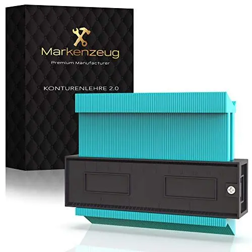 Produktbild: MARKENZEUG® Premium Konturenlehre 2.0 – Präzises Konturmessgerät mit Fit-Flex Technologie I Robustes ABS-Material I Universelles Werkzeug für Laminat, Fliesen und Holz I Kompakt & Langlebig