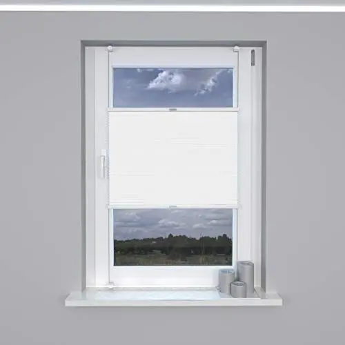 Produktbild: Market-Alley Plissee Klemmfix ohne Bohren Sonnenschutz Plisseerollo Jalousie Lichtdurchlässig und Blickdicht für Fenster & Tür (Weiß, 30x210cm, BxH)