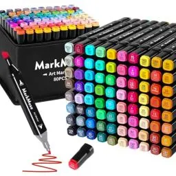 Produktbild: MarkMuse 80+2 Alkohol Stifte Set, Meißel & Feine Verdoppelt Marker Stifte Filzstifte, 2 Sekunde Schnell Trocknende Alkohol Marker mit Anti-Seepage Abstandshaltern für Malerei, Design, Manga