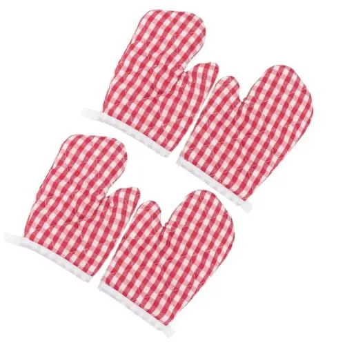 Produktbild: MARMERDO 4 Ofenhandschuh aus Baumwolle süße Ofenhandschuhe Backhandschuhe Grillhandschuhe Kinderhandschuhe wärmeisolierte Handschuhe Kochhandschuhe Mini Mikrowellen-Handschuhe