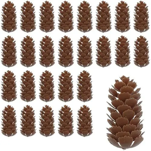 Produktbild: 100 Stück Künstliche Tannenzapfen, Mini-Tannenzapfen aus Kunststoff, Künstliche Tannenzapfen, Weihnachten, Mini-Tannenzapfen, Weihnachtsbaum, Herbstschmuck, Große Tannenzapfen