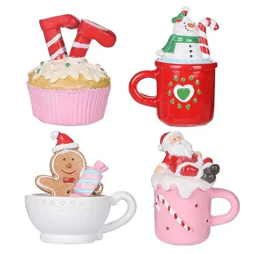 Produktbild: Marooma Weihnachts-Tablett-Dekoration, Künstliche Kuchentasse und Mini-Kaffeetassen, Skulpturen, Weihnachts-Tablett-Dekor-Set für Winterferien, Weihnachtsdekoration für Frauen
