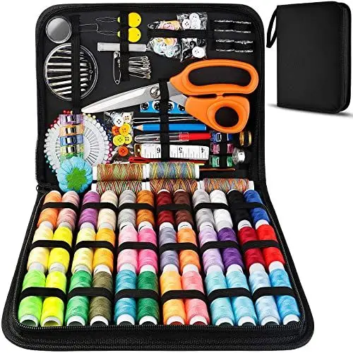 Produktbild: MARQUEEN Professionelles großes Nähset, 200 Premium-Nähzubehör, inklusive Schneiderschere, 41 XL-Fadenspulen und 30 Nadeln, geeignet für Reisende, Erwachsene, Kinder, Anfänger, Notfall, Heimwerker und