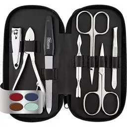 Produktbild: marQus Maniküre Set Herren und Damen 7 Teile mit Nagelzange Solingen Made in Germany für Hand- und Fußpflege - Echt Leder Etui handlich und weich