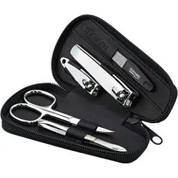 Produktbild: marQus Nagelset Herren und Damen 5 teilig - Feile aus Solingen - Maniküre Set Herren und Damen, Nageletui Herren und Damen - Nessesair - Maniküre Set Männer und Frauen - Maniküre Set Reisen (Schwarz)