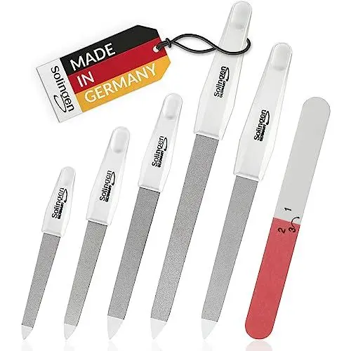Produktbild: marQus Saphir Nagelfeilen Set - Hochwertiges SIX-Pack aus Solingen, grobe und feine Seite, 9 bis 17.6 cm Länge - Professionelle Saphierfeilen für perfekte Nagelpflege inkl Polierfeile made in Germany