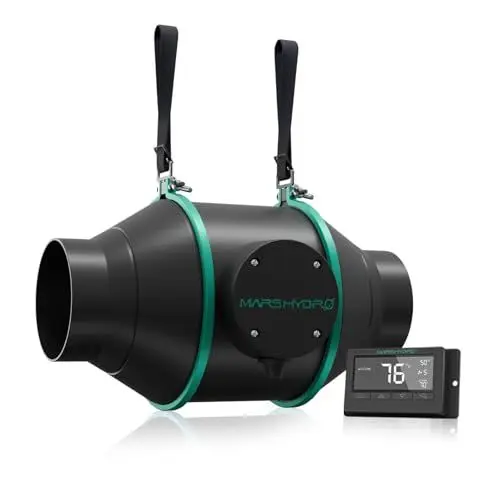Produktbild: MARS HYDRO 4 Inch Inline Fan with Temperature and Humidity Controller, Ventilation Exhaust Fan for Hydroponics Grow Tent, Easy to Install