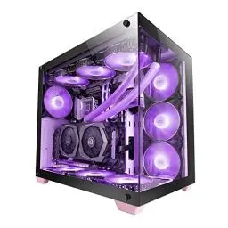 Produktbild: Mars Gaming MCV4 Rosa, Custom XXL E-ATX Gaming Tower, Rahmenloses Front und Seitenfenster Gehärtetem Glas, Modularer Doppelkammerrahmen