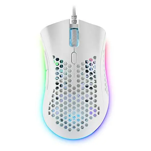 Produktbild: Mars Gaming MMEXW Weiß, RGB Gaming-Maus, 32K DPI, Feather-Kabel, HUANO-Schalter