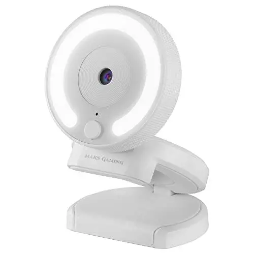 Produktbild: MARSGAMING Gaming MWPROW Weiß, Full HD Webcam, 90º Optik, Beleuchtungsring, HQ Mikrofon