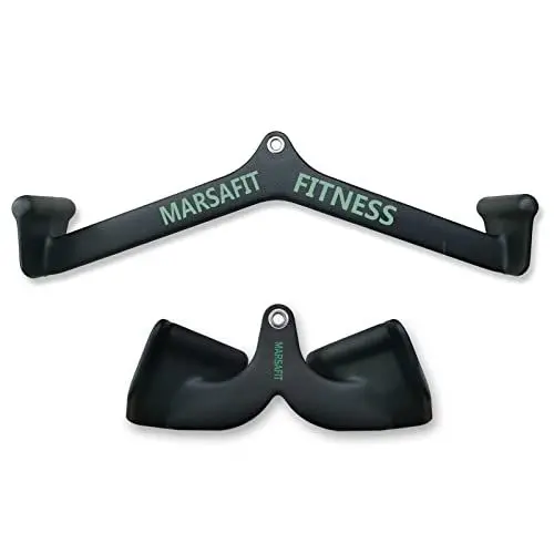 Produktbild: MARSAFIT Home Gym Fitness Rowing T-bar V-bar Pulley Cable Machine Attachments Bicep Curl Tricep LAT pulldown Bar Back Strength Training Handle Grips LAT Pull Down Bar Press Down Exercises (Style 1)