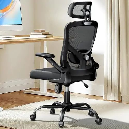 Produktbild: Marsail Bürostuhl Ergonomisch Schreibtischstuhl hat Verstellbarer Lordosenstütze Kopfstütze und Armlehne Höhenverstellung und Wippfunktion