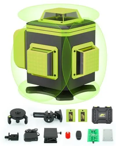 Produktbild: Marscharm Kreuzlinienlaser, 4x360 Grad Grün Selbstnivellierend Laser Wasserwaage mit Digitaldisplay, Rotationslaser mit 2 * 2400mAh Lithium-Batterie, Linienlaser Baulaser für Innenbereich Baustelle