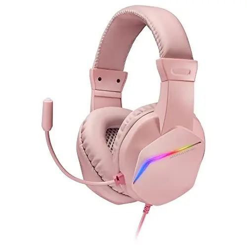 Produktbild: MARSGAMING Gaming MH122, FRGB Over Ear Kopfhörer mit Mikrofon, HiFi Sound, Geräuschunterdrückung, Ultraleichtgewicht, PS4 PS5 Xbox Switch Tablet Windows Mac, Rosa, MH122P, Large