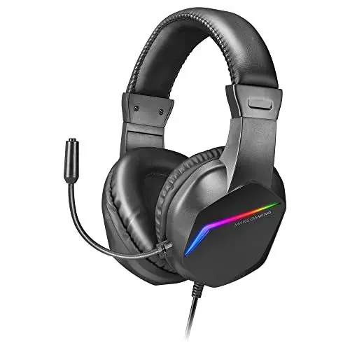 Produktbild: MARSGAMING Gaming MH122, FRGB Over Ear Kopfhörer mit Mikrofon, HiFi Sound, Geräuschunterdrückung, Ultraleichtgewicht, PS4 PS5 Xbox Switch Tablet Windows Mac, Schwarz, Large