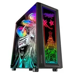 Produktbild: MarsGaming MC-Art Schwarz, PC Gaming ATX Gehäuse, Doppelt Zeichnbar Gehärtetes Glas, ARGB 12 Mode, 12cm Lüfter, MCART