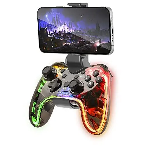 Produktbild: Mars Gaming MGP-BT, Wireless Bluetooth Controller, RGB Neon, Smartphone Adapter, Gyroskop und haptische Vibration, analoge Joysticks, Gamepad für Switch, PC, Mac, Android, iOS, Raspberry Pi, PS3