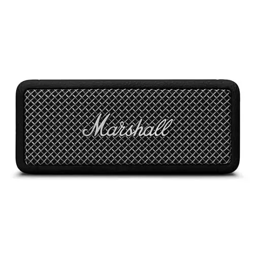 Produktbild: Marshall Emberton II tragbare Bluetooth Lautsprecher, kabellos, koppelbar, IP67 Staub und wasserfest, über 30 Stunden Spielzeit, Schnellladung, Innen- und Außenlautsprecher - Schwarz und Stahl