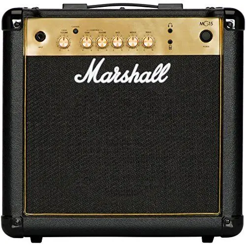 Produktbild: Marshall MG15G Gitarren-Combo-Verstärker, Übungsverstärker, geeignet für E-Gitarre – Schwarz und Gold