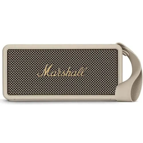 Produktbild: Marshall Middleton kabelloser tragbarer Bluetooth-Lautsprecher, über 20 Stunden tragbare Spielzeit, wasserfest IP67 – Crème