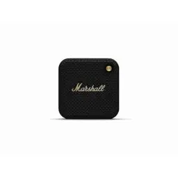 Produktbild: Marshall Willen Bluetooth-Lautsprecher, kabellos, über 15 Stunden Spielzeit, wasserdicht nach IP67, Schnellladung, stapelbar – Schwarz und Messing