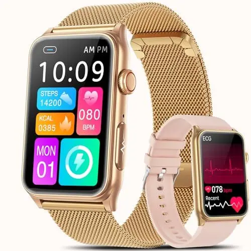 Produktbild: Marsyu Smartwatch Damen mit ΕKG/ΒΙυtｚυcker/BMI/HRV/Harnsäure/ΒΙutdruck,1,57