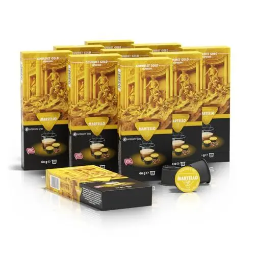 Produktbild: Martello Kaffeekapseln | GOURMET GOLD | UTZ Zertifiziert | Nachhaltig und Fair | Von Hand Gepflückt | Master Packung 100 Kapseln (10 x 10), Für Martello-Kapselmaschinen