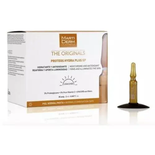 Produktbild: Martiderm Die Originale Proteos Hydra Plus SP - Anti-Aging-Ampullen mit Feuchtigkeits- und Antioxidationswirkung, UVA / UVB-Schutz, 30 Ampullen x 2 ml
