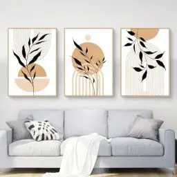 Produktbild: Martin Kench 3-teiliges Poster Set, Boho Blätter Bilder Set Abstrakt Wandbilder Wohnzimmer Dekoration Kunstdruck Leinwand Kunstposter für Wohnzimmer Schlafzimmer (ohne Rahmen) (J,50x70cm)