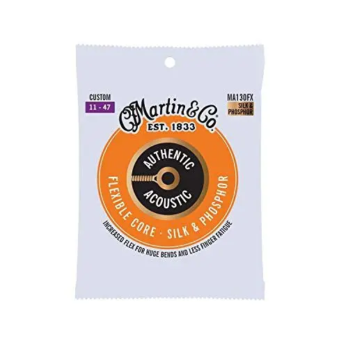 Produktbild: MARTIN Akustikgitarrensaiten, Flexible Core Custom 11/47, Phosphor-Bronze und Seide (MA130FX)