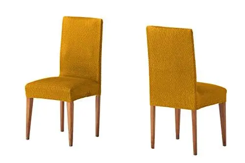 Produktbild: Martina Home Tunez Stuhlhusse, Stoff, mit Rückenlehne, 24 x 30 x 6 cm, Senfgelb, 2 Stück