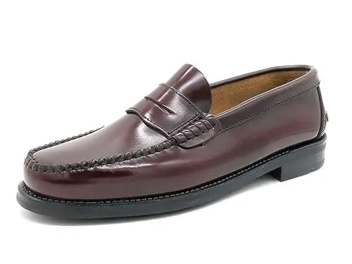 Produktbild: MARTTELY Herren Slipper Business Schuhe Rahmengenäht Penny Loafer Gummi Sohle Anzugschuhe Slip-On Halbschuhe klassisch elegant Bordeaux Rot 41 EU